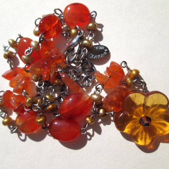 🌼🧡❤️ COUSIN CLAUDINE Carnelian Agate Necklace - Picture 7 of 16